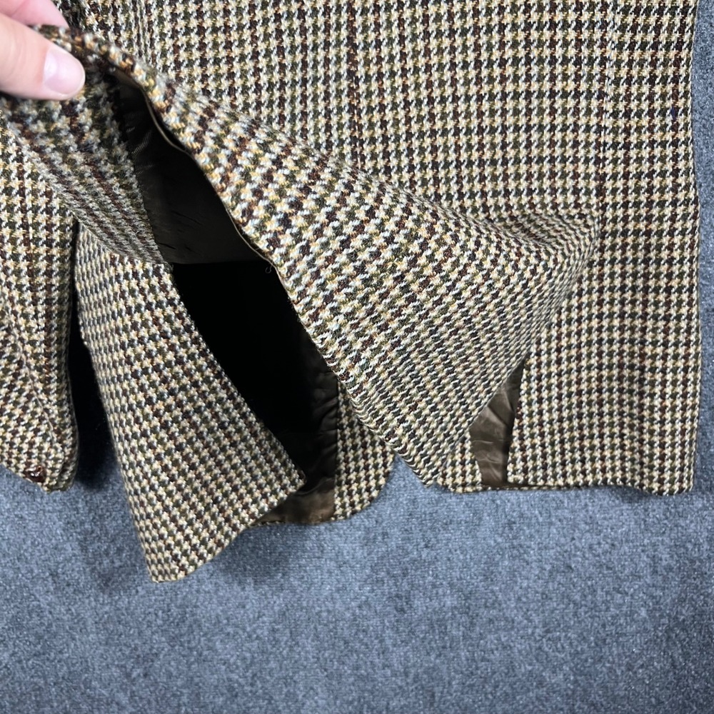 Dunn & Co Harris Tweed Sport Coat Mens 42 Brown Green Wool Check Blazer Vintage - Picture 4 of 14